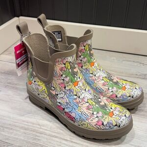 Skechers Bobs Dog Print Slip On Boots Rain Booties Women's Size 8